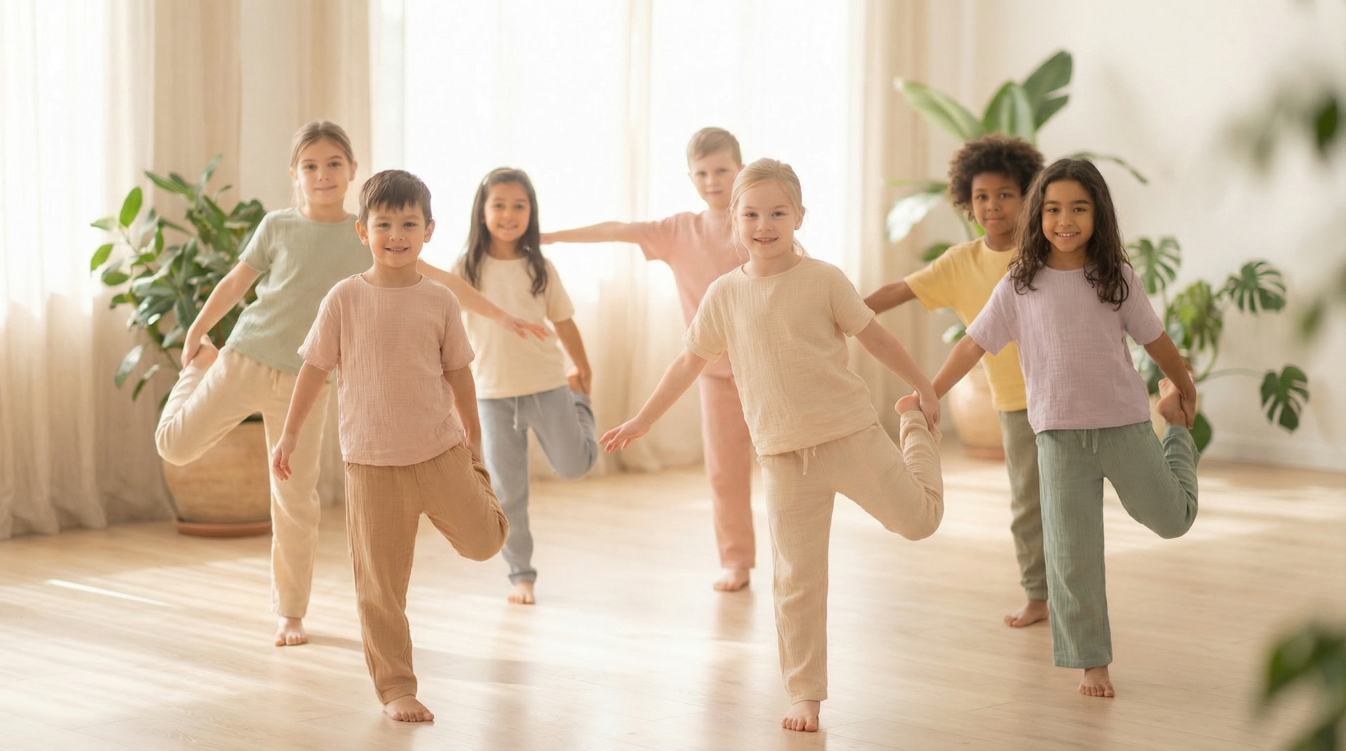 Kinder üben Gleichgewicht